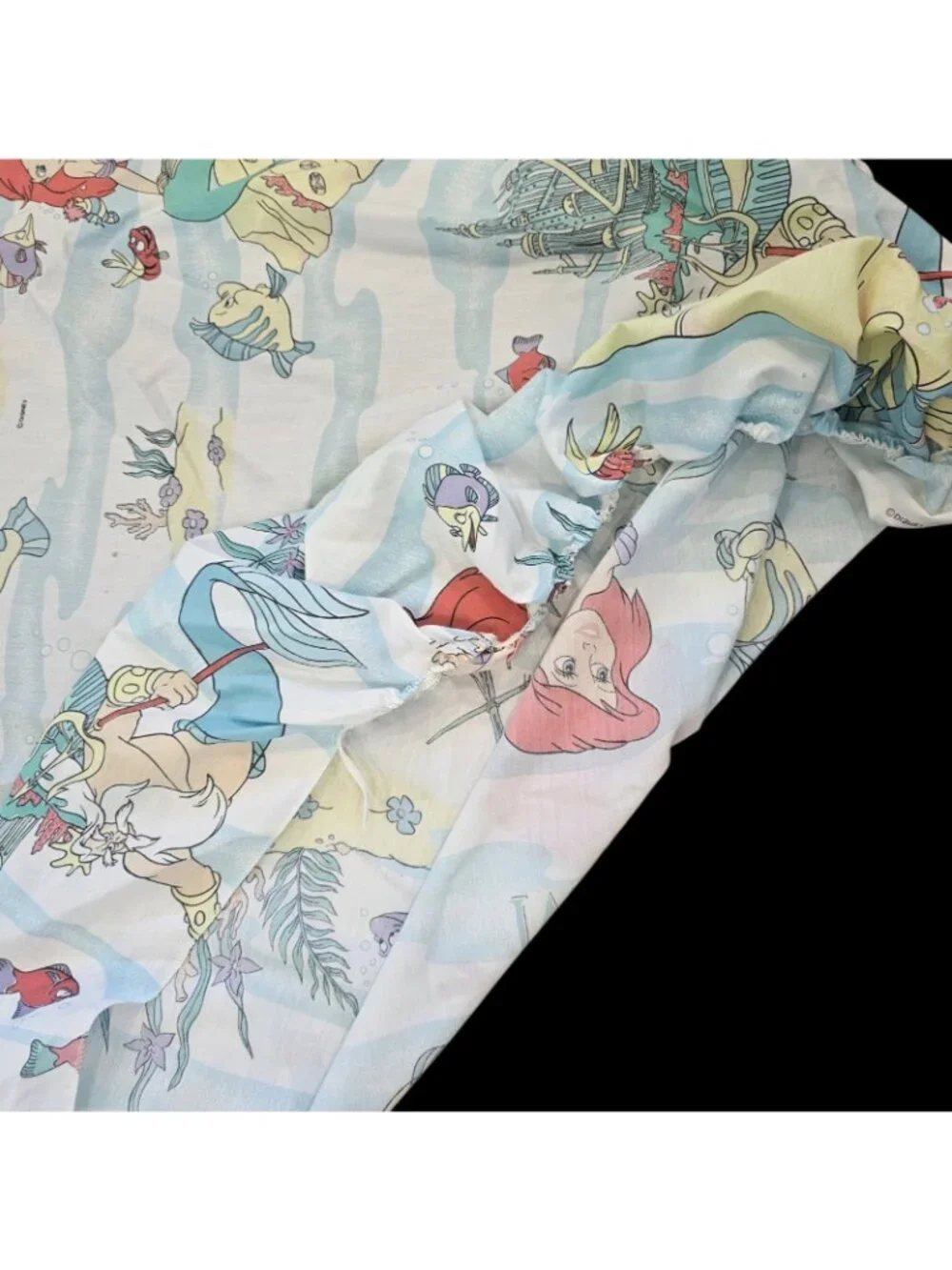 VTG 90s The Little Mermaid Sheet Set Twin Size Disney Ariel Fabric Material